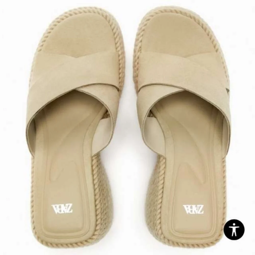 Zara Suede Leather Wedges Espadrilles Sandals